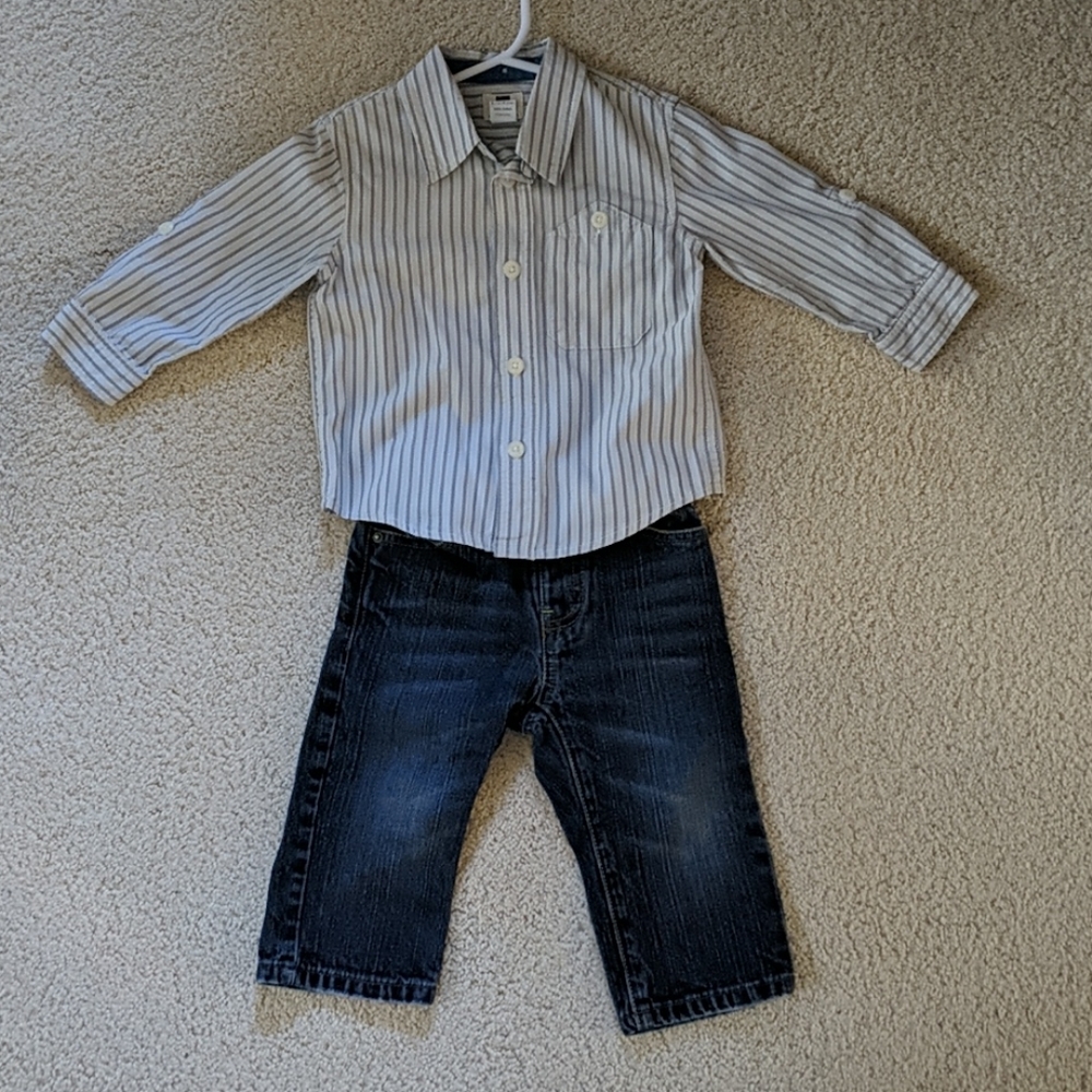 Tea Collection Boys Button Down Shirt and Jeans